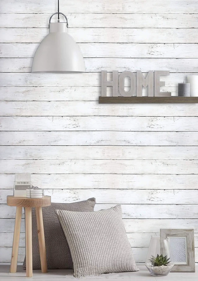 Alt view image 5 of 7 - 82Ft×17.7In White Grey Wallpaper Wood Peel and Stick Wall Paper Vintage Self-Adhesive Removable Wood Panel Contact Paper Decoral Rv Living Room Laundry Hallway Closet for Walls Covering
