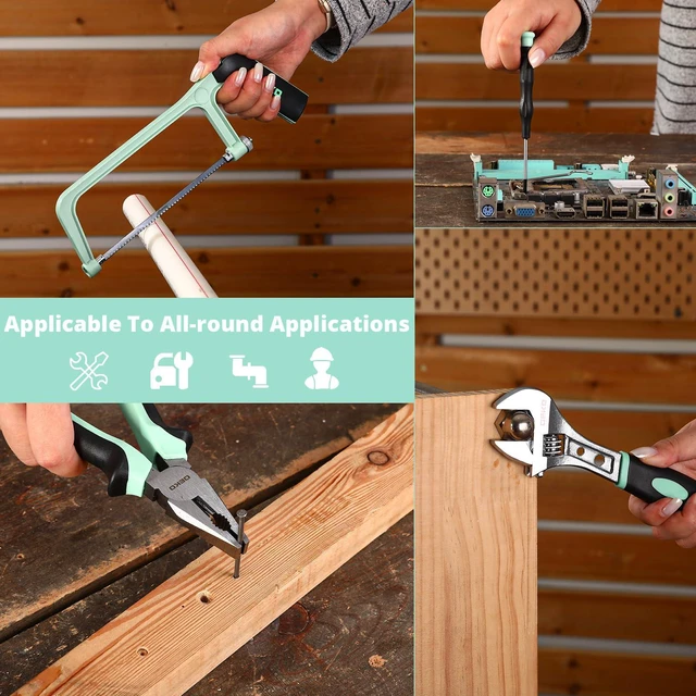 Alt view image 7 of 7 - Tool Set: 228 Piece Home Tool Kit, Household Basic Repair Tool Set Comes with Storage ToolBox, Socket Wrench Set for Car, Hand Tool Box Set for Home - Turquoise