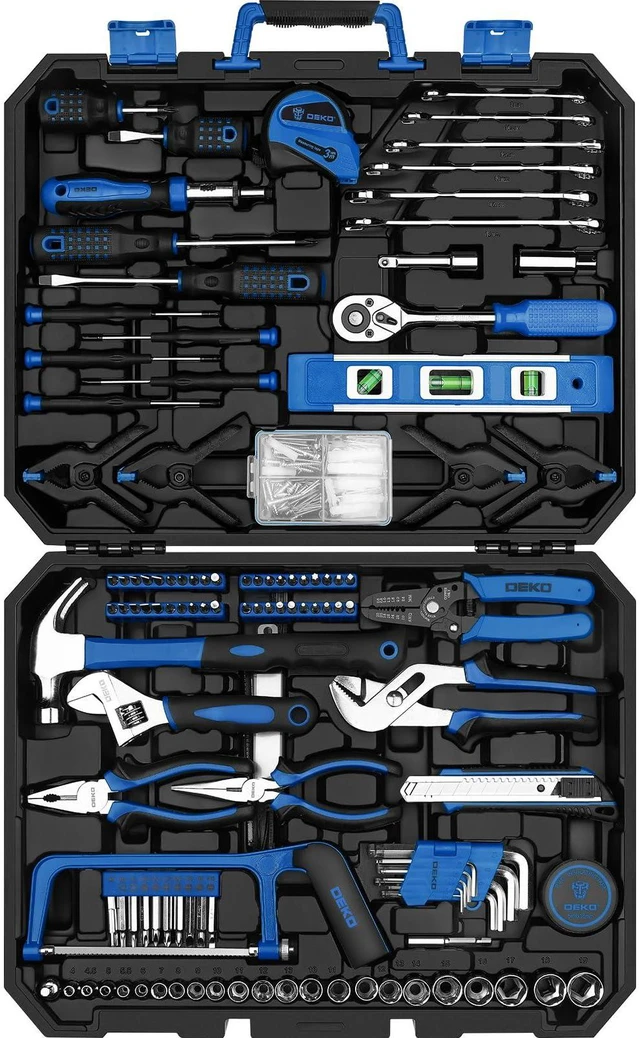 Main image of Tool Set: 228 Piece Home Tool Kit, Household Basic Repair Tool Set Comes with Storage ToolBox, Socket Wrench Set for Car, Hand Tool Box Set for Home - Blue