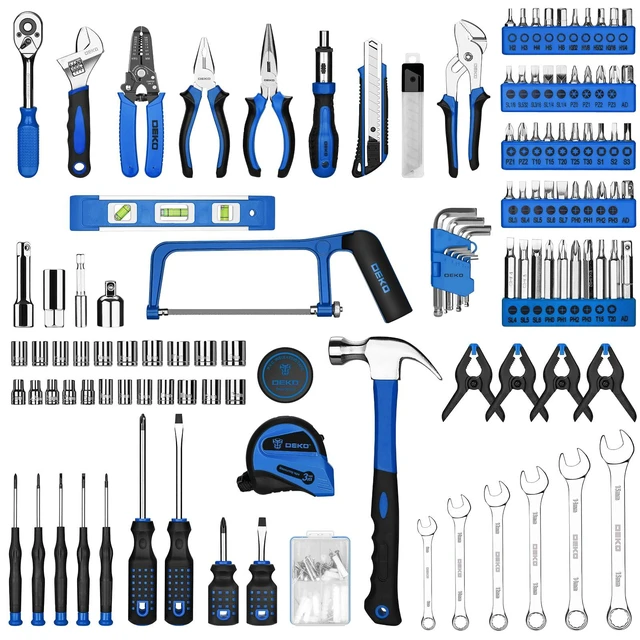 Alt view image 3 of 7 - Tool Set: 228 Piece Home Tool Kit, Household Basic Repair Tool Set Comes with Storage ToolBox, Socket Wrench Set for Car, Hand Tool Box Set for Home - Blue