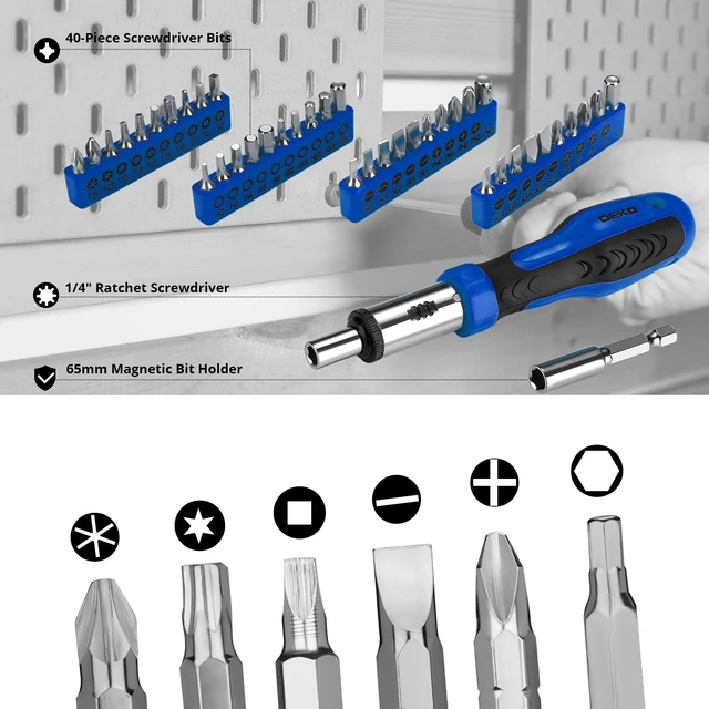 Alt view image 4 of 7 - Tool Set: 228 Piece Home Tool Kit, Household Basic Repair Tool Set Comes with Storage ToolBox, Socket Wrench Set for Car, Hand Tool Box Set for Home - Blue