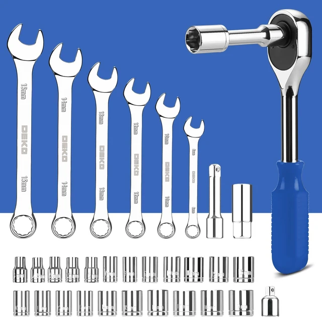 Alt view image 5 of 7 - Tool Set: 228 Piece Home Tool Kit, Household Basic Repair Tool Set Comes with Storage ToolBox, Socket Wrench Set for Car, Hand Tool Box Set for Home - Blue