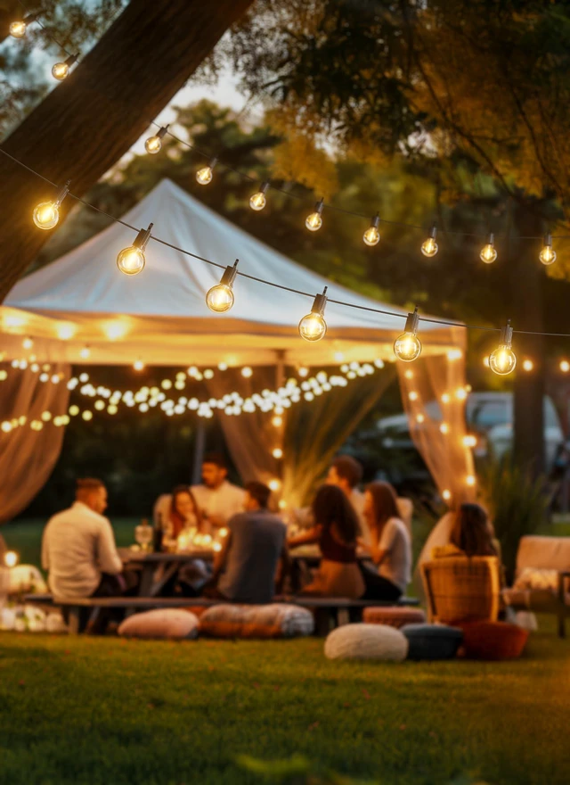 Alt view image 3 of 7 - Outdoor String Lights, 109FT G40 LED IP65 Waterproof Patio Lights 50 Shatterproof Edison Bulbs, Plug-In, Dimmable, Connectable, Outside Light for Backyard Porch Party Christmas Decorative