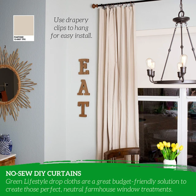 Alt view image 5 of 5 - All Purpose Canvas Drop Cloths - Drop Cloth for Painting, Floor Cover, Heavy Duty Protection for Furniture & Surfaces, Reusable Painters Canvas Tarp for Renovation & Home (20x20)
