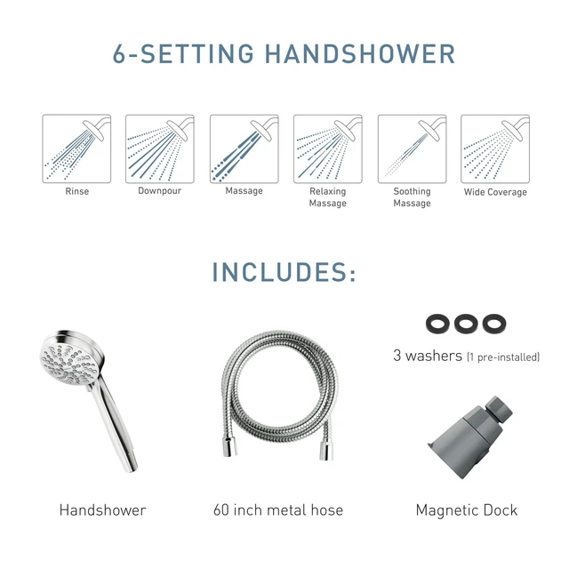 Alt view image 6 of 7 - Engage Magnetix Shower Head with Handheld Sprayer,6 Spray Functions,Spot Resist Brushed Nickel,26100EPSRN,(Pack of 2)
