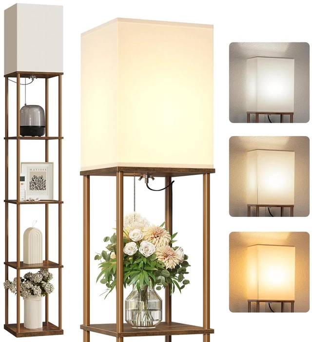 Main image of 5 Tier Floor Lamp with Shelves, Standing Lamps for Living Room 3 CCT LED Bulb Include, 70" Tall Corner Shelf Lamp, Display Bookshelf, Modern Style for Bedroom, Office, Home Decor