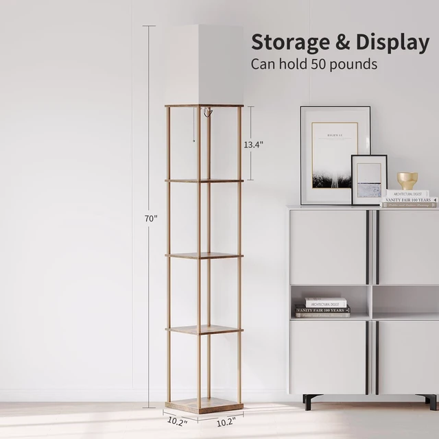 Alt view image 3 of 7 - 5 Tier Floor Lamp with Shelves, Standing Lamps for Living Room 3 CCT LED Bulb Include, 70" Tall Corner Shelf Lamp, Display Bookshelf, Modern Style for Bedroom, Office, Home Decor