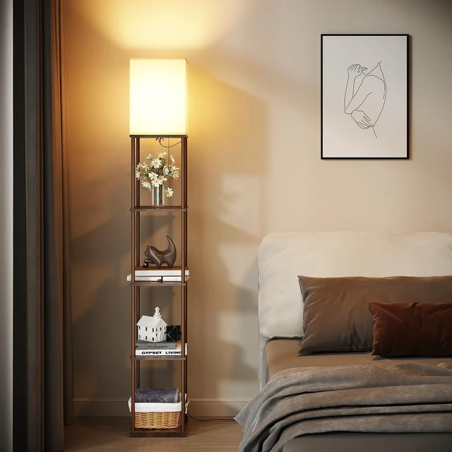 Alt view image 6 of 7 - 5 Tier Floor Lamp with Shelves, Standing Lamps for Living Room 3 CCT LED Bulb Include, 70" Tall Corner Shelf Lamp, Display Bookshelf, Modern Style for Bedroom, Office, Home Decor