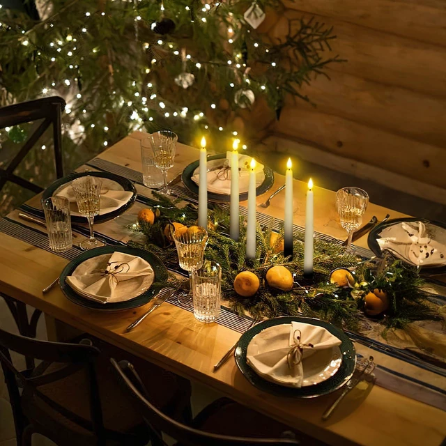 Alt view image 7 of 7 - 11 inches White LED Taper Candles, 24 Pcs Flameless Taper Candles with Remote Timer Dimmer, Plastic Battery Operated Candlesticks with Flickering Flame for Halloween Christmas Wedding Party