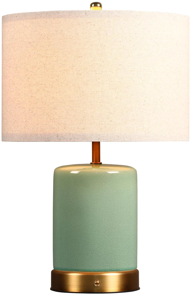 Main image of OBright Dune - Battery Powered Table Lamp, Rechargeable Cordless Ceramic Lamp, Full-Size 19.5 Inch Height, Dimmable, Smart Safety Protection, Type-C Fast Charging, LED Bulb Included, Sage Green