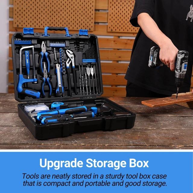 Alt view image 6 of 7 - Blue Drill Tool Kit Set: 20V Cordless Power Drill Tool Box with Battery Electric Drill Driver for Men Home Hand Repair Basic Toolbox Tools Sets Drills Case