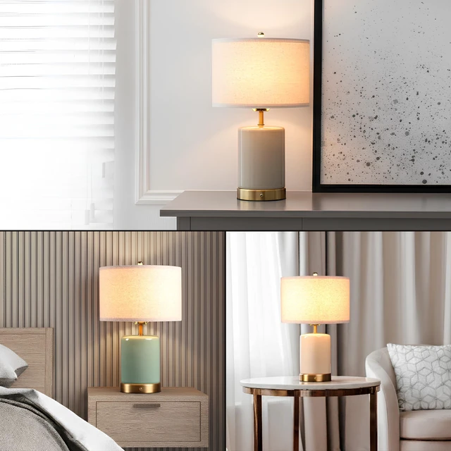 Alt view image 6 of 7 - OBright Dune - Battery Powered Table Lamp, Rechargeable Cordless Ceramic Lamp, Full-Size 19.5 Inch Height, Dimmable, Smart Safety Protection, Type-C Fast Charging, LED Bulb Included, Stone Grey