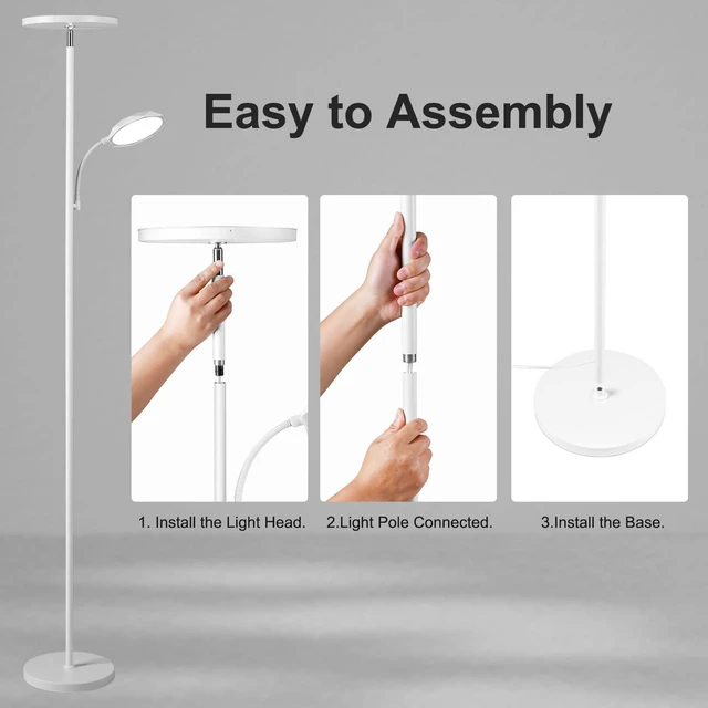 Alt view image 7 of 7 - Floor Lamps for Living RoomLED Standing Lamp with Remote Control 48W/4200LM Super Bright, 69" Tall Floor Lamp with Stepless Dimmable, Modern Torchiere Reading Lamp for Bedroom, Office