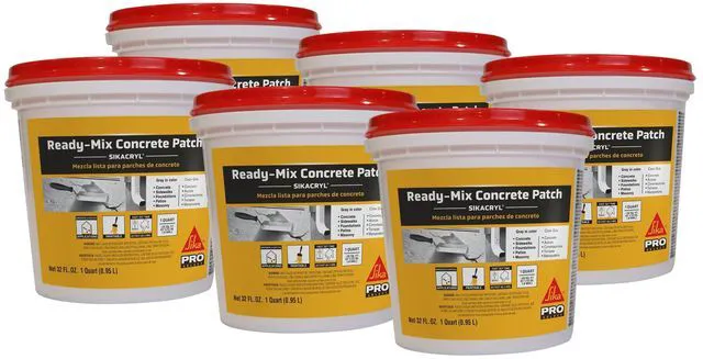 Main image of cryl Ready-Mix Concrete Patch, Gray, Textured, 1 qt (6 Pack) - Durable Repair for Spalls and Cracks in Concrete and Masonry, Easy Cleanup, Acrylic-Based