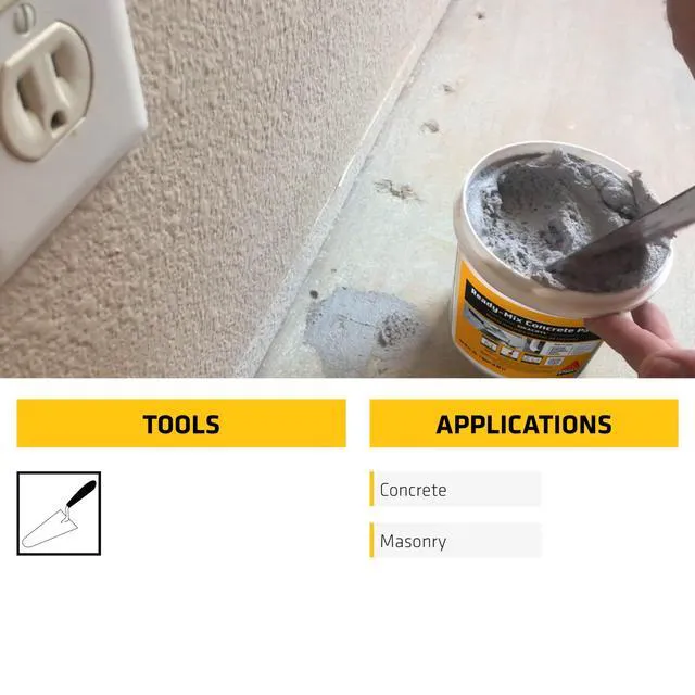 Alt view image 5 of 7 - cryl Ready-Mix Concrete Patch, Gray, Textured, 1 qt (6 Pack) - Durable Repair for Spalls and Cracks in Concrete and Masonry, Easy Cleanup, Acrylic-Based