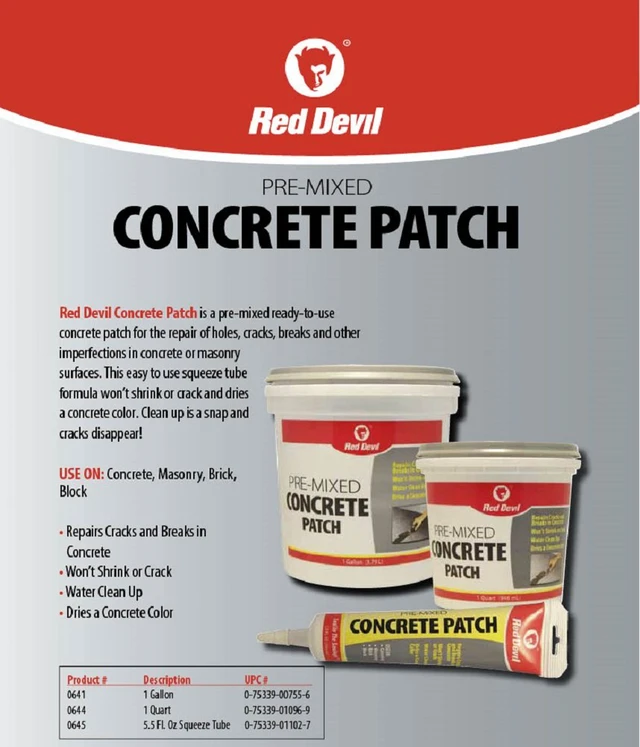Alt view image 2 of 6 - 0645 Concrete Repair Patch, Cement Crack Filler, Pre-Mixed, 5.5 Oz. Squeeze Tube, Pack of 12, Gray, 12 Pack, Made in USA
