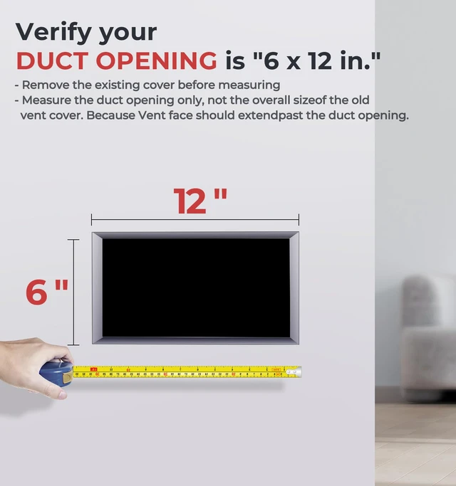 Alt view image 3 of 7 - Quiet Smart Register Booster Fan Fits 6" x 12" Vent Opening, White Smart Heating Cooling AC Vent Fan, Temp-Based Auto On/Off, 10-Speed Remote, Thermostat Control, Power-Off Memory