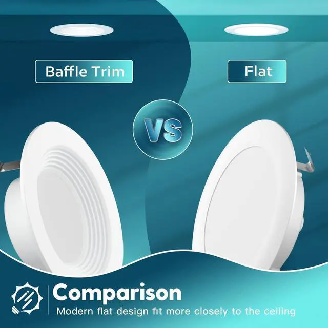 Alt view image 6 of 6 - 24 Pack Retrofit LED Recessed Lighting 4 Inch, 5CCT, White 2700K/3000K/4000K/5000K/6000K Selectable, Dimmable Flat Can Lights, 700LM Brightness, 7W, IC & Damp Rated, ETL & FCC