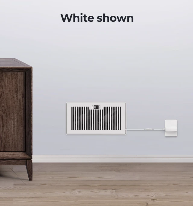 Alt view image 7 of 7 - Quiet Smart Register Booster Fan Fits 6" x 12" Vent Opening, White Smart Heating Cooling AC Vent Fan, Temp-Based Auto On/Off, 10-Speed Remote, Thermostat Control, Power-Off Memory