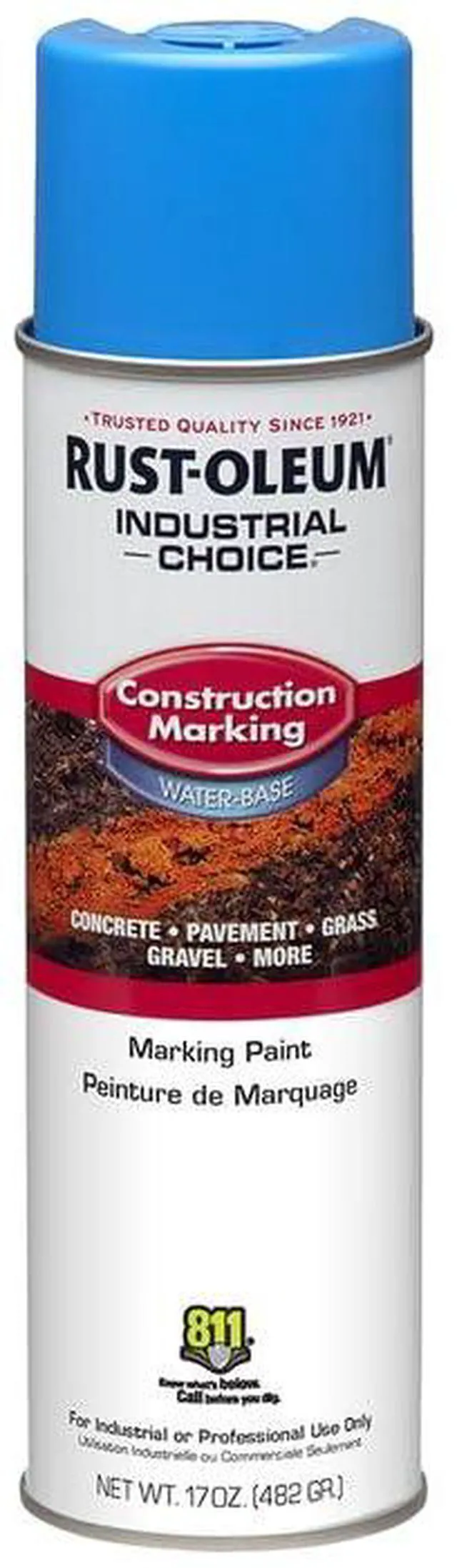 Alt view image 3 of 6 - Construction Marking Spray Paint, Water-Based, Caution Blue M1400 System, 17oz. Construction & survey marking; fast-dry inverted spray for pavement, soil, turf & utilities. Pack of 12