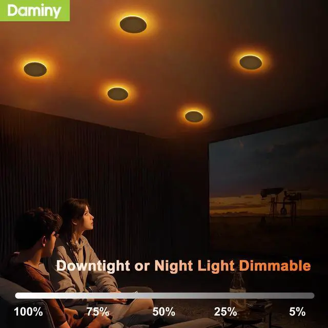 Alt view image 3 of 7 - 12 Pack 6 Inch LED Recessed Lighting, Canless Wafer Downlight 5CCT, Ultra-Thin Recessed Light with Night Light, Dimmable, 12W 1000LM 120V, IC&Damp Rated
