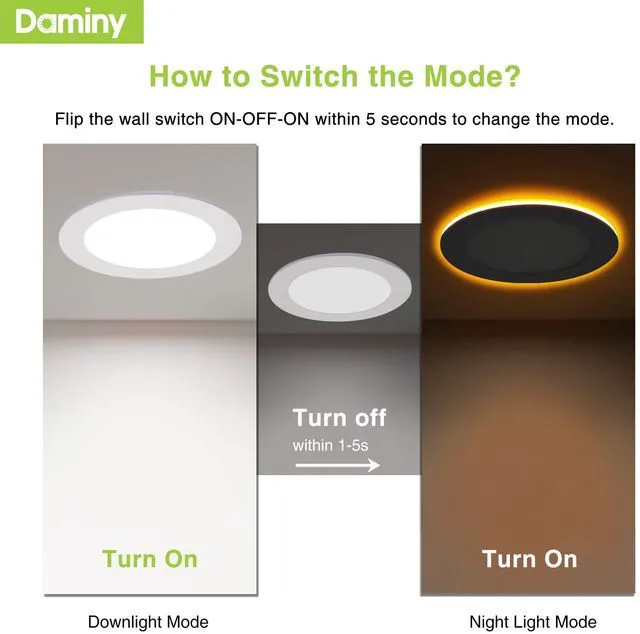 Alt view image 6 of 7 - 12 Pack 6 Inch LED Recessed Lighting, Canless Wafer Downlight 5CCT, Ultra-Thin Recessed Light with Night Light, Dimmable, 12W 1000LM 120V, IC&Damp Rated
