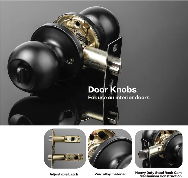 Alt view image 6 of 7 - Multi-Pack Door Knob with Lock and Deadbolt, Keyed Alike Exterior Door Handle Lock Set for Front and Entry Doors, Matte Black Finish, 4 Pack