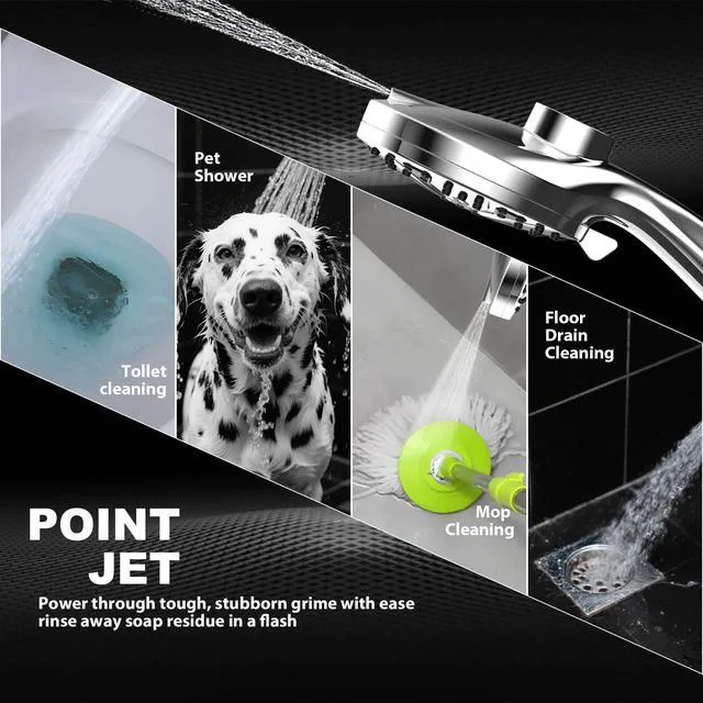 Alt view image 5 of 7 - 12-Inch High Pressure Rain Shower Head with Handheld Spray Combo, Magnetic Dual shower heads; one-piece bracket adjusts height and angle; 9 settings: 8 sprays + 1 Power Jet for cleaning; easy install