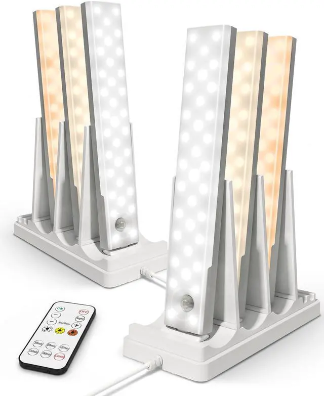 Main image of 6-Pack Under Cabinet Lighting with 2 Charging Stations, 9 Inch Rechargeable Wireless Motion Sensor Lights, 2000mAh, 3 Color Temps, Dimmable, Magnetic, Remote Control for Kitchen, Closet