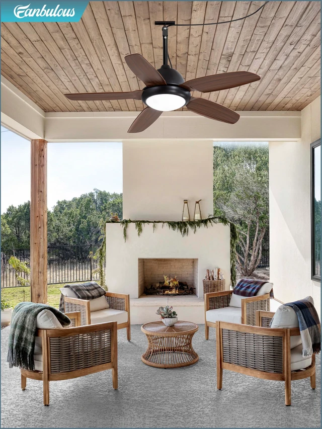 Alt view image 7 of 7 - 42 Inch Waterproof Outdoor Ceiling Fan with Light for patio,Brown