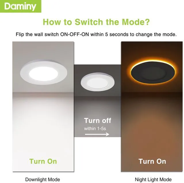 Alt view image 6 of 7 - 12 Pack 4 Inch LED Recessed Lighting, Canless Wafer Downlight 5CCT, Ultra-Thin Recessed Light with Night Light, Dimmable, 7W 700LM 120V, IC&Damp Rated