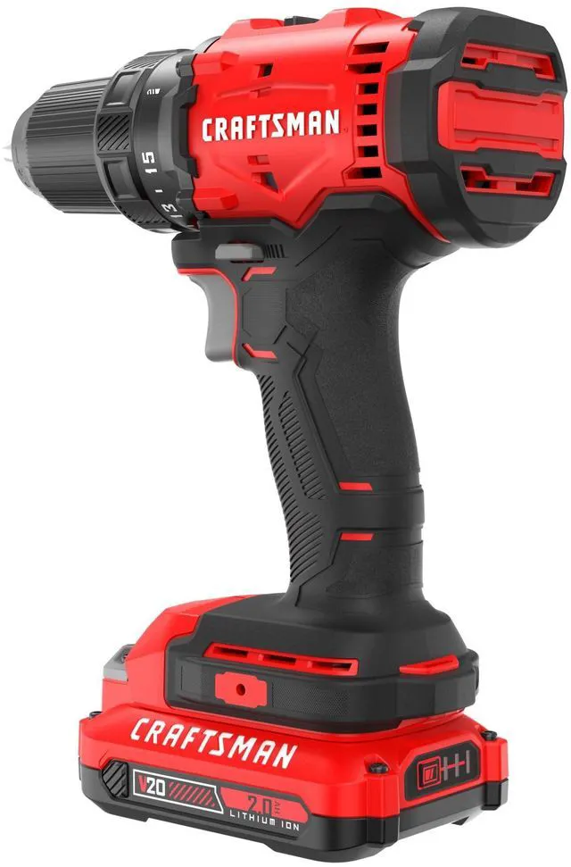Alt view image 5 of 7 - V20 1/2 in Cordless Drill Set With 2.0 Ah Battery, Charger and Double Ended Bit, LED Light, Long Runtime, Ergonomic Power Drill Driver (CMCD702D1)