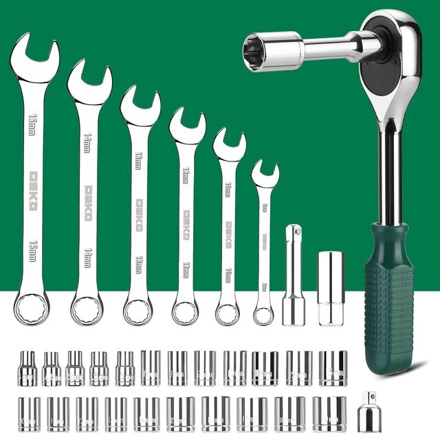 Alt view image 5 of 7 - Tool Set: 228 Piece Home Tool Kit, Household Basic Repair Tool Set Comes with Storage ToolBox, Socket Wrench Set for Car, Hand Tool Box Set for Home - Green