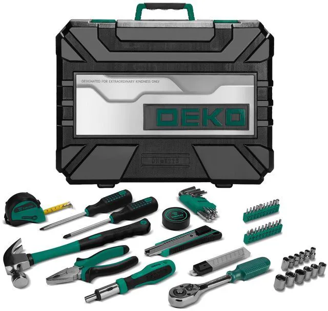Alt view image 6 of 7 - Tool Set: 228 Piece Home Tool Kit, Household Basic Repair Tool Set Comes with Storage ToolBox, Socket Wrench Set for Car, Hand Tool Box Set for Home - Green