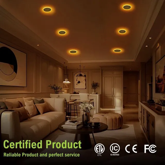 Alt view image 7 of 7 - 12 Pack 4 Inch LED Recessed Lighting, Canless Wafer Downlight 5CCT, Ultra-Thin Recessed Light with Night Light, Dimmable, 7W 700LM 120V, IC&Damp Rated