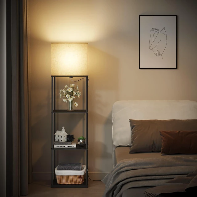 Alt view image 6 of 7 - Large Size Floor Lamp with Shelves, Standing Lamps for Living Room 3 CCT LED Bulb Include, 4-Tier Display Bookshelf, 63" Tall Corner Shelf Lamp, Modern Style for Bedroom, Office, Home Decor