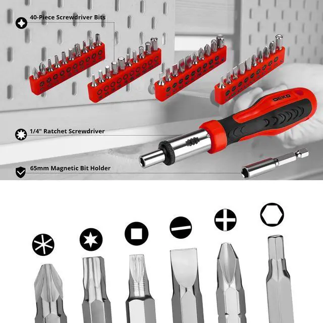 Alt view image 4 of 7 - Tool Set:228 Piece Home Tool Kit, Household Basic Repair Tool Set Comes with Plastic Storage Case, Socket Wrench Set for Car-Red
