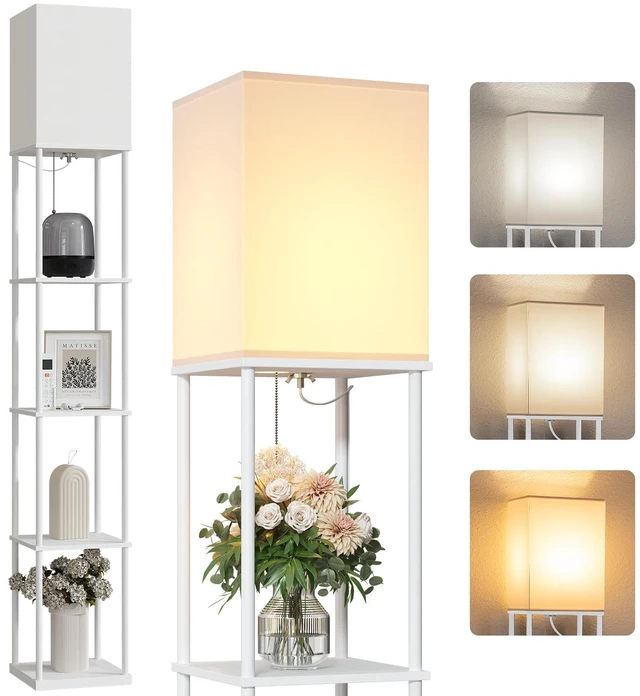 Main image of 5 Tier Floor Lamp with Shelves, Standing Lamps for Living Room 3 CCT LED Bulb Include, 70" Tall Corner Shelf Lamp, Display Bookshelf, Modern Style for Bedroom, Office, Home Decor