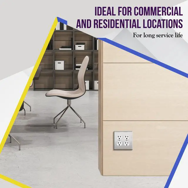 Alt view image 6 of 7 - 40 Pack Duplex Wall Outlet, 15 Amp Electrical Receptacle, White 15A 125V, self-grounding, 2-Pole, 3-Wire, shallow body design, UL Listed, Residential Grade, wide compatibility