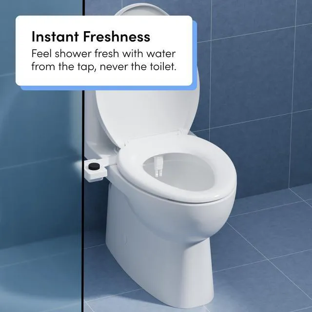 Alt view image 5 of 7 - Fresh Dual Nozzle Cool Water Bidet, Matte Black Knob Ultra Slim Toilet Seat Attachment, Non-Electric, 180° Front and Rear Wash, Self-Cleaning, 10 Minute DIY Install
