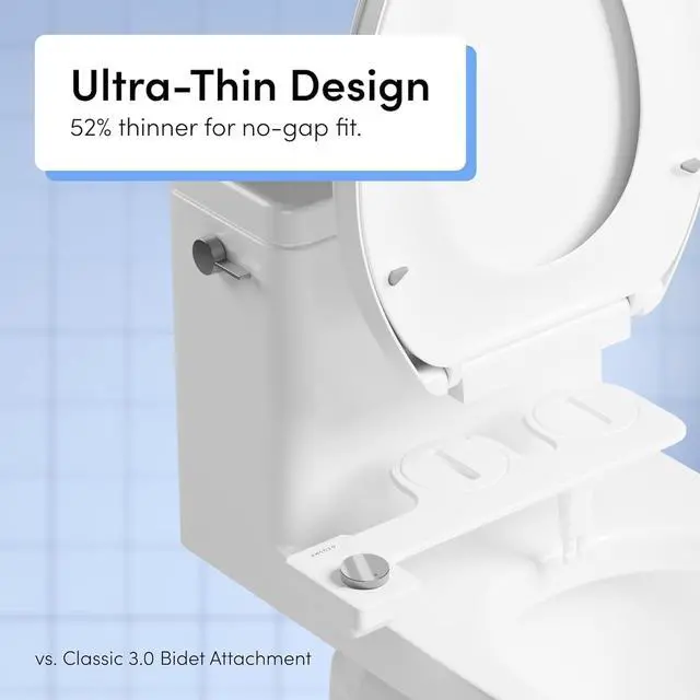 Alt view image 5 of 7 - Fresh Dual Nozzle Cool Water Bidet, Bamboo Knob Ultra Slim Toilet Seat Attachment, Non-Electric, 180° Front and Rear Wash, Self-Cleaning, 10 Minute DIY Install
