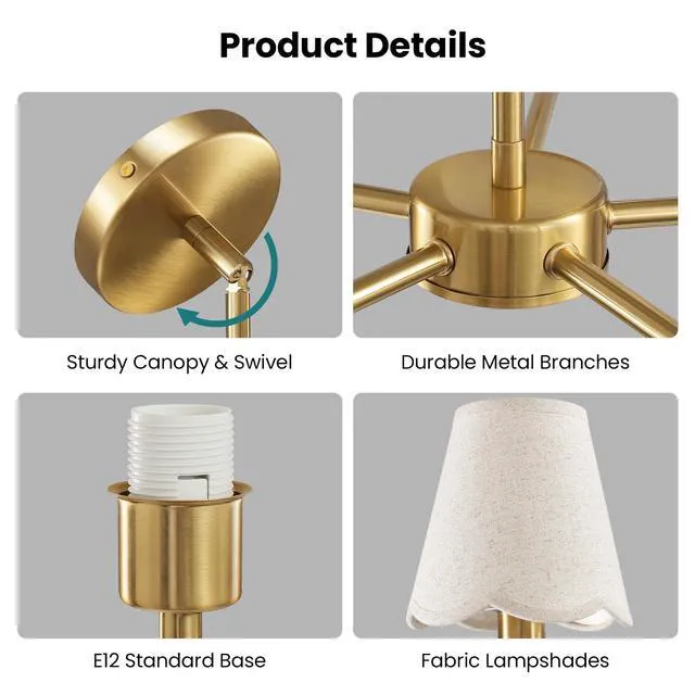 Alt view image 5 of 7 - Modern Gold Chandelier 5-Light Farmhouse Chandelier for Dining Room Industrial Dining Kitchen Light Fixture Over Table Ceiling Chandelier for Bedroom Living Room Foyer Entryway