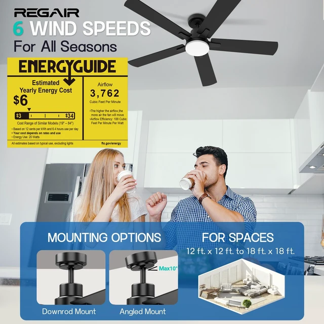 Alt view image 4 of 7 - Ceiling Fan With Light 52-Inch, Remote Control Reversible DC Motors, 3CCT Dimmable Timer Noiseless, Nickel Ceiling Fan for Bedroom Living Room, Indoor&Outdoor ETL Listed