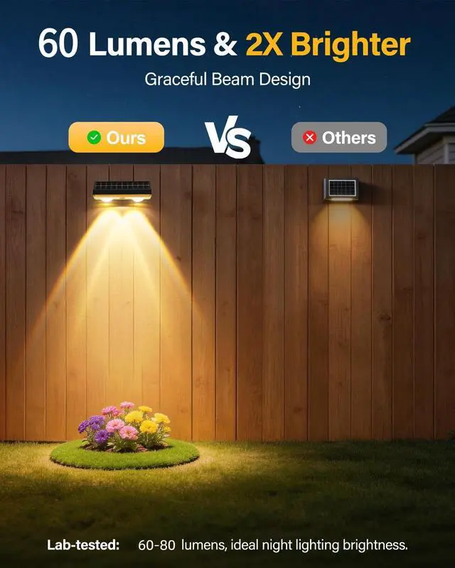 Alt view image 4 of 7 - Solar Fence Lights Outdoor, 12 Pack Fence Lights Solar Powered 60LM Solar Fence Lights, 9 RGB Color Modes, IP65 Waterproof, 12H Dusk to Dawn Glow for Pool/Deck/Patio/Wall/Backyard - Black