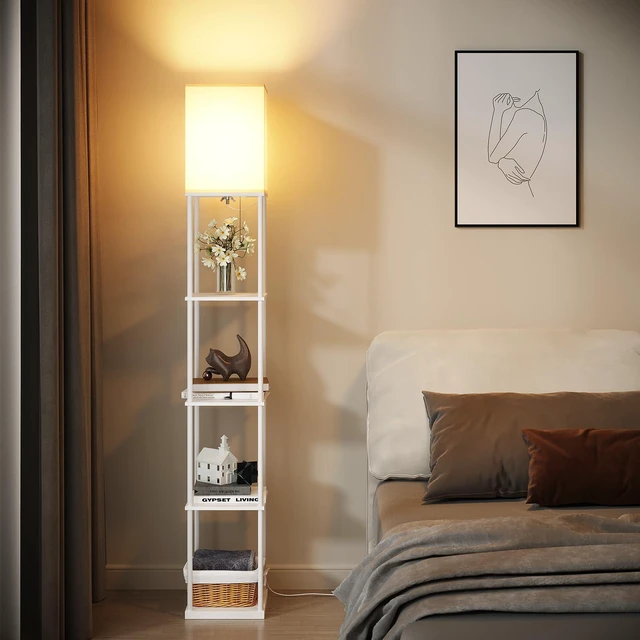 Alt view image 6 of 7 - 5 Tier Floor Lamp with Shelves, Standing Lamps for Living Room 3 CCT LED Bulb Include, 70" Tall Corner Shelf Lamp, Display Bookshelf, Modern Style for Bedroom, Office, Home Decor