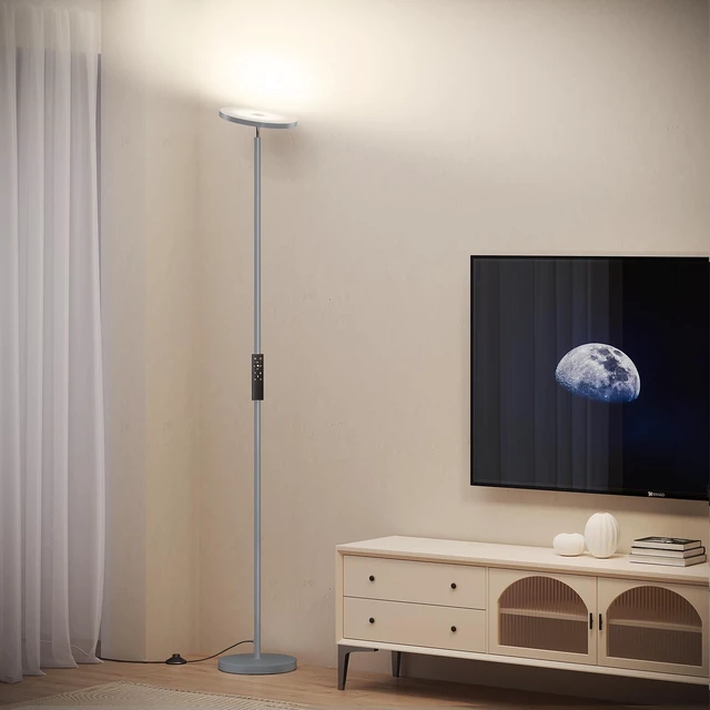 Alt view image 5 of 7 - Floor Lamps for Living RoomLED Standing Lamp with Remote Control 32W/3000LM Super Bright, 69" Tall Floor Lamp with Stepless Dimmable, Modern Torchiere Corner Lamp for Bedroom, Office Grey
