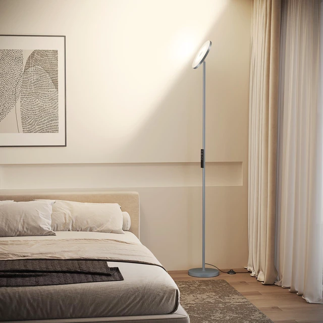 Alt view image 6 of 7 - Floor Lamps for Living RoomLED Standing Lamp with Remote Control 32W/3000LM Super Bright, 69" Tall Floor Lamp with Stepless Dimmable, Modern Torchiere Corner Lamp for Bedroom, Office Grey