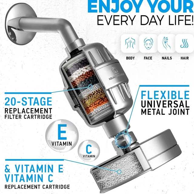 Alt view image 2 of 6 - Handheld Shower Filter, 20+3 Stage, 1.8 GPM, Chrome Shower head 20+3 stage filtration, KDF media, reduces chlorine, heavy metals, sediment, Vitamin C E A, high pressure