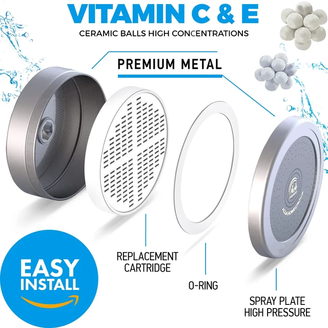 Alt view image 3 of 6 - Handheld Shower Filter, 20+3 Stage, 1.8 GPM, Chrome Shower head 20+3 stage filtration, KDF media, reduces chlorine, heavy metals, sediment, Vitamin C E A, high pressure