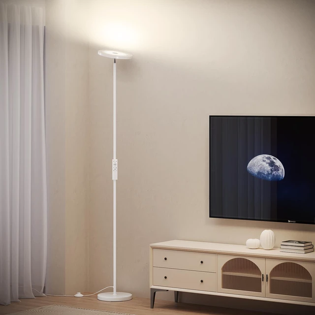 Alt view image 5 of 7 - Floor Lamps for Living RoomLED Standing Lamp with Remote Control 32W/3000LM Super Bright, 69" Tall Floor Lamp with Stepless Dimmable, Modern Torchiere Corner Lamp for Bedroom, Office White